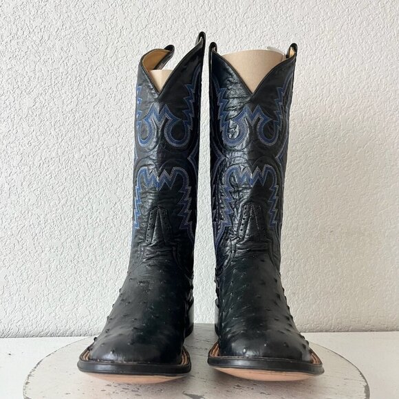 NEW Rod Patrick Mens Cowboy Boots 10 AAA Black Ostrich Leather Western Round Toe - Picture 5 of 13